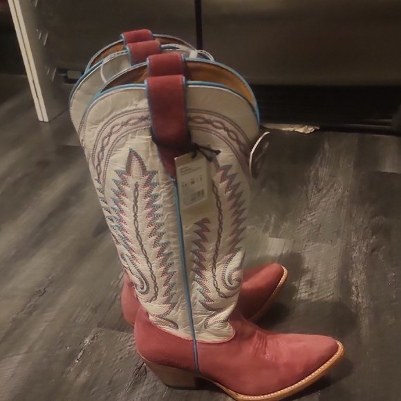 Ariat Women's Ambrose Raspbeery Suede/ Pearly White Western Boots Size 5.5 - Picture 5 of 6